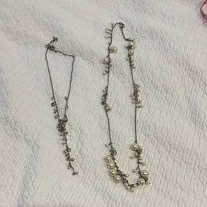 Loft bundle of 2 Elegant Silver and Pearl Necklace Set